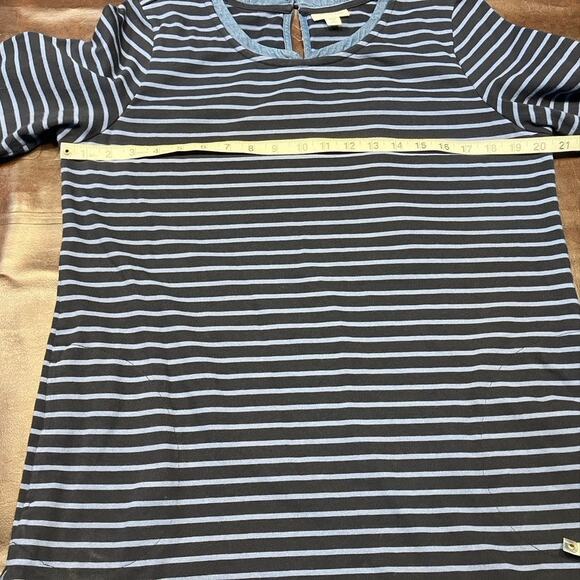 J. Jill Striped Shift Dress Blue Cotton Denim 3/4 Sleeve Women MP Spring Classic - Picture 15 of 16